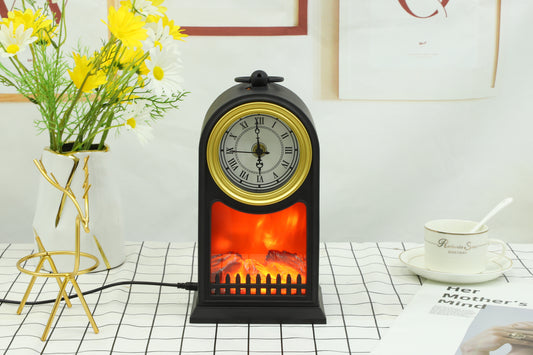 LED Fireplace Lantern - Small Clock